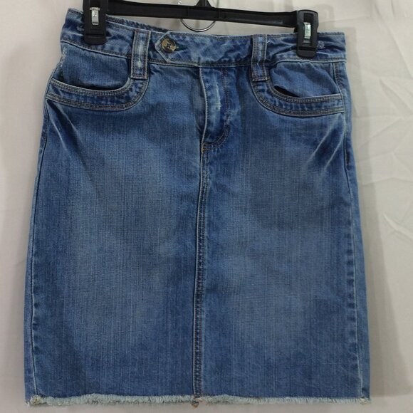 Old Navy Vintage Skirt Denim Pencil Y2K Raw Hem Pockets 100% Cotton Size 2 - Picture 1 of 4